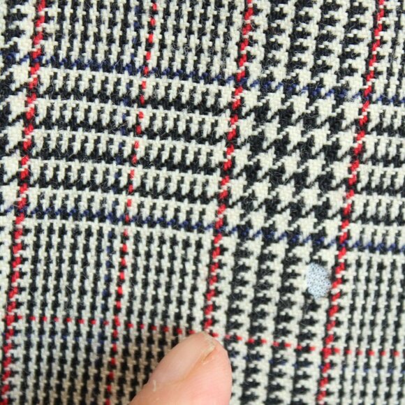 Vintage 1980s Unisex Vest, Rafaella Black White and Red Plaid Wool, Size Medium - Picture 4 of 10